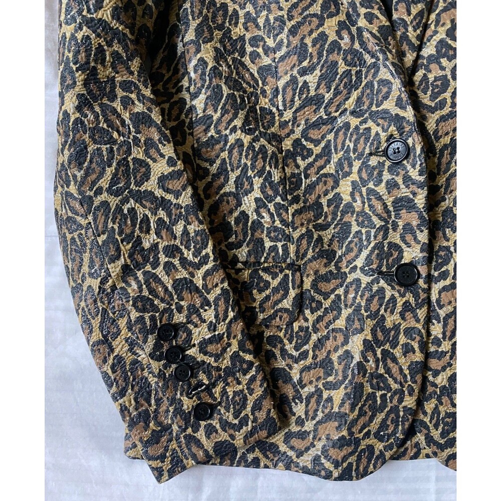 Zadig & Voltaire Deluxe Veda Leopard Rare Metallic Gold Brocade Blazer Sz S NWOT - Picture 2 of 13